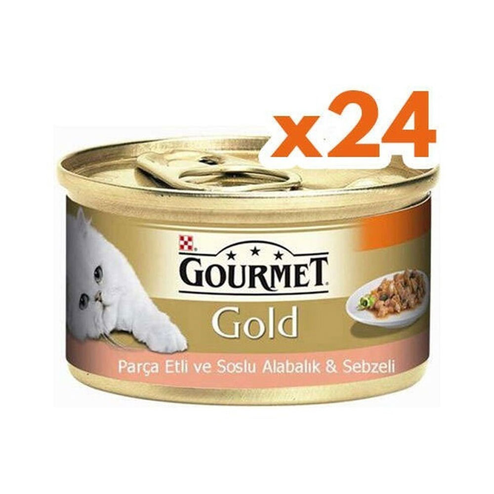 Gourmet Gold Parça Etli Alabalık Sebzeli Konserve Kedi Maması 85 gr X 24 Adet