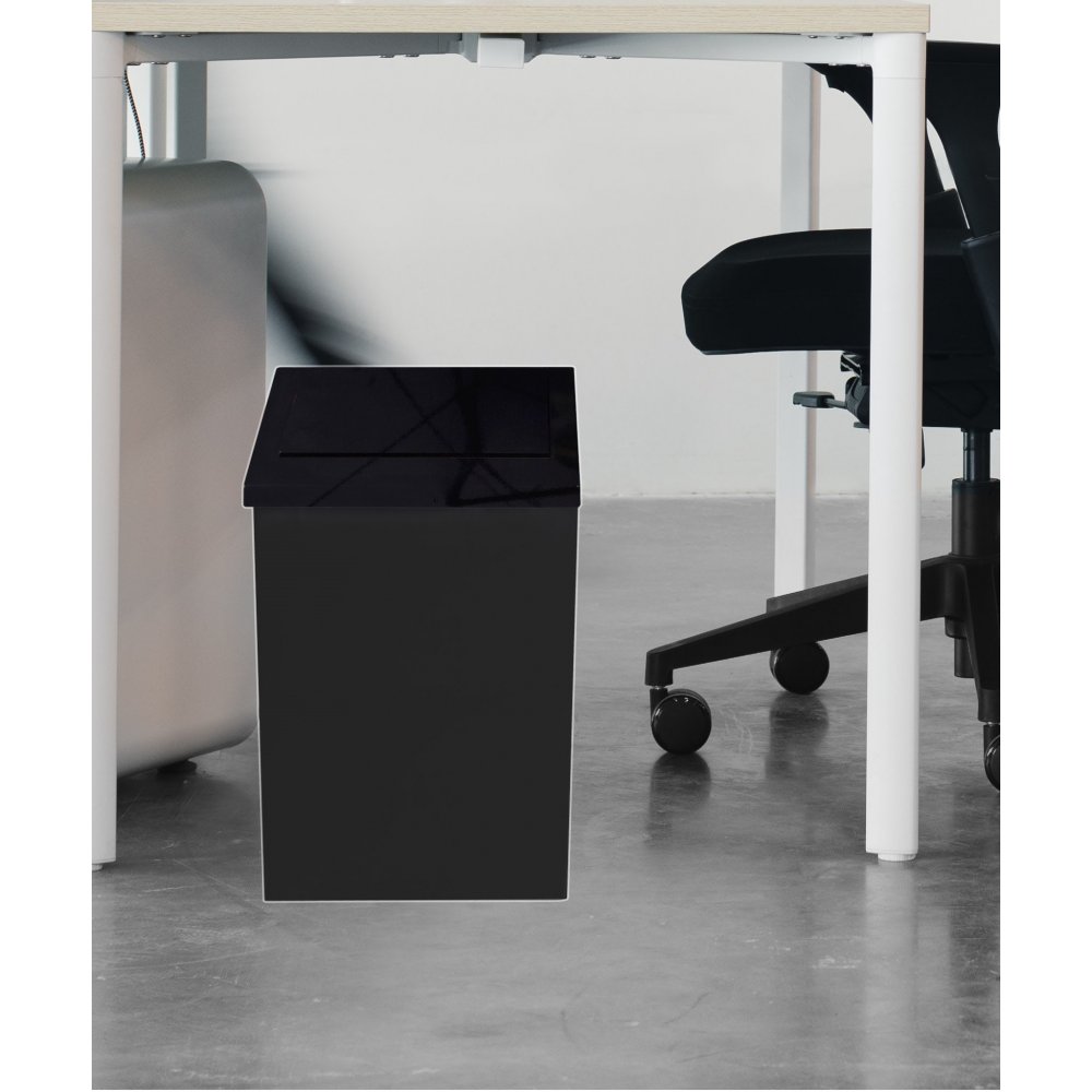 Vip (Ofis-Cafe-Avm) Siyah Sallanır Kapak Çöp Kovası 11 Lt