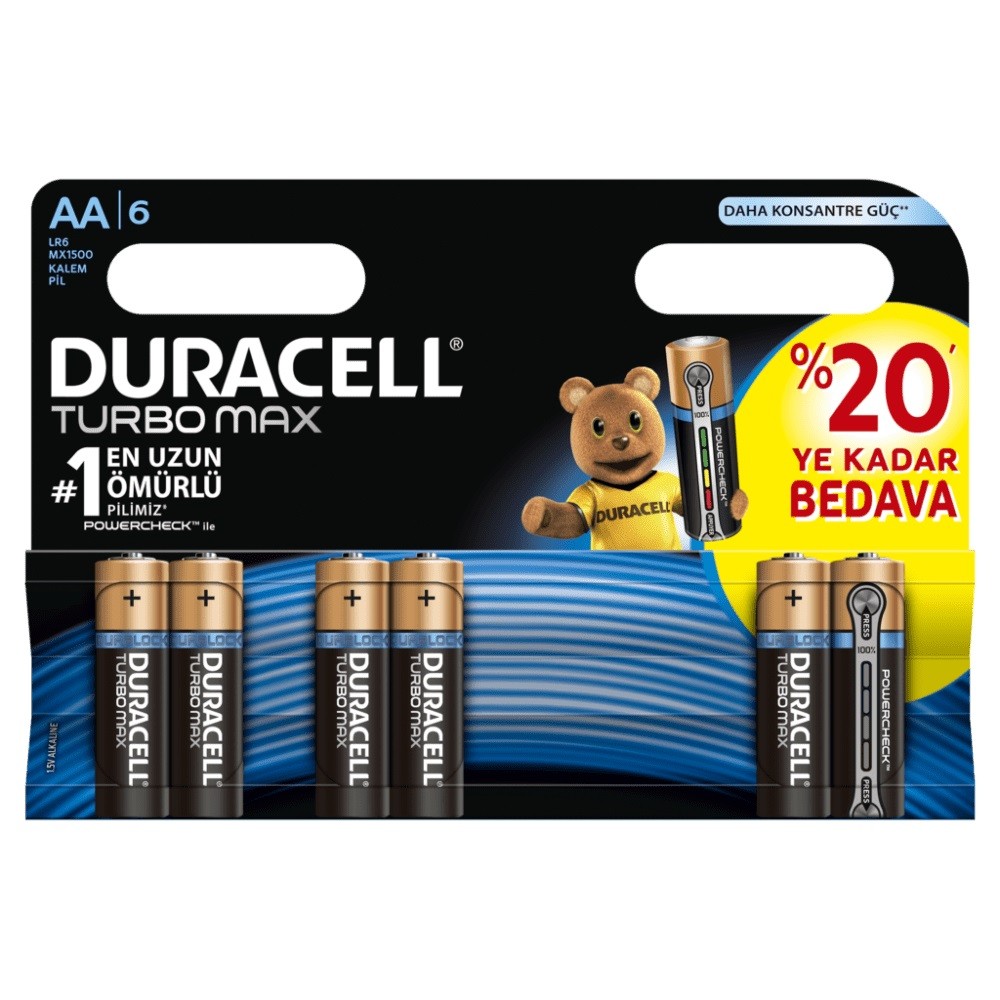  Duracell Turbo Max Alkalin AA piller 6PK