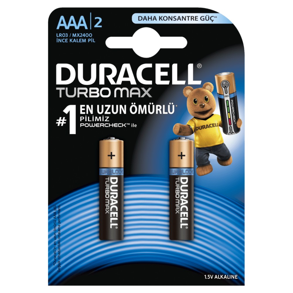  Duracell Turbo Max Alkalin AAA piller 2PK