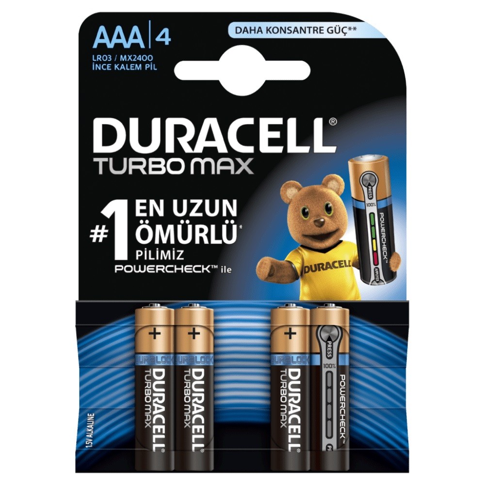  Duracell Turbo Max Alkalin AAA piller 4PK